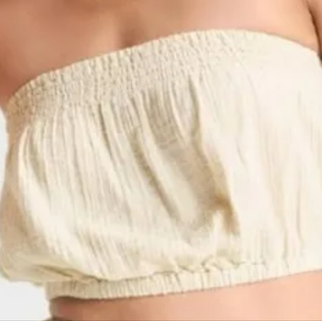 10/$13 New Cream Smocked Tube Top Crop